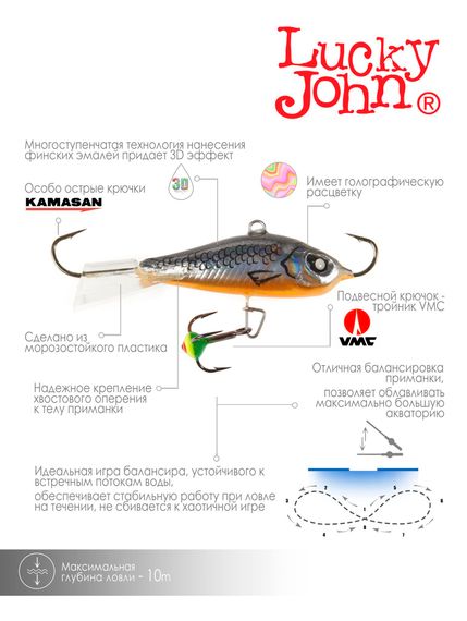 Балансир Lucky John BALTIC 5 с тр. 50мм/47H блистер