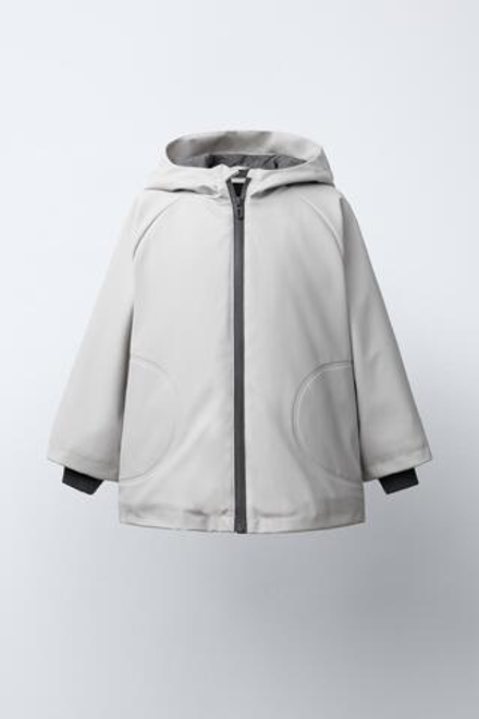 ZARA ПРОРЕЗИНЕННЫЙ ДОЖДЕВИК WATER RESISTANT, ЦВЕТ ЛЬДА