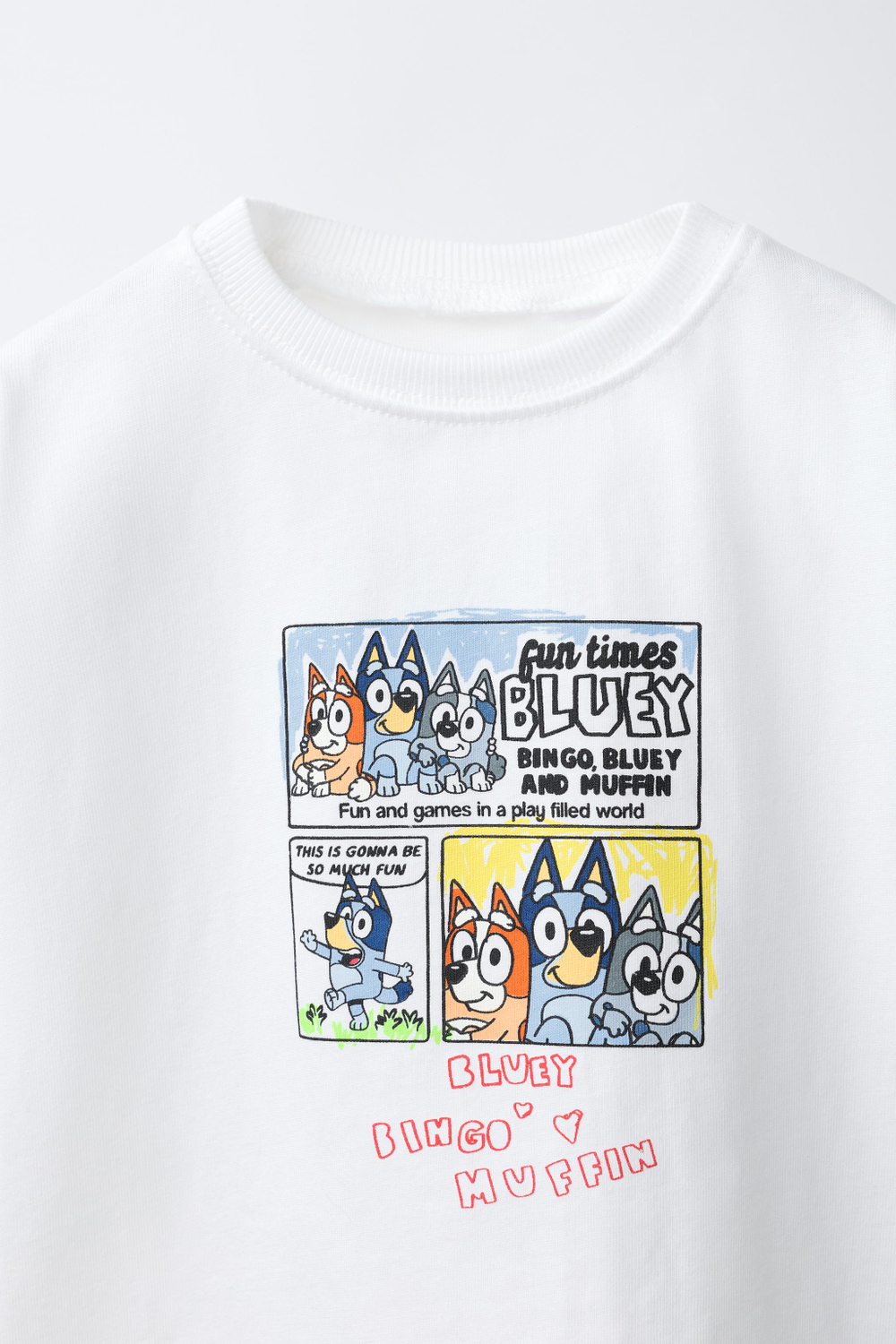ZARA ФУТБОЛКА BLUEY © LUDO STUDIO, БЕЛЫЙ