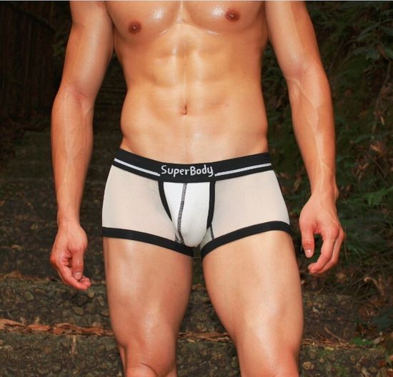 Мужские трусы хипсы белые в сетку Superbody White Transparent 18
