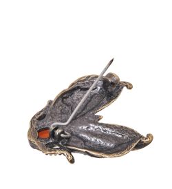 AM-4066 Брошь «Мотылек Лунный» (латунь, янтарь)