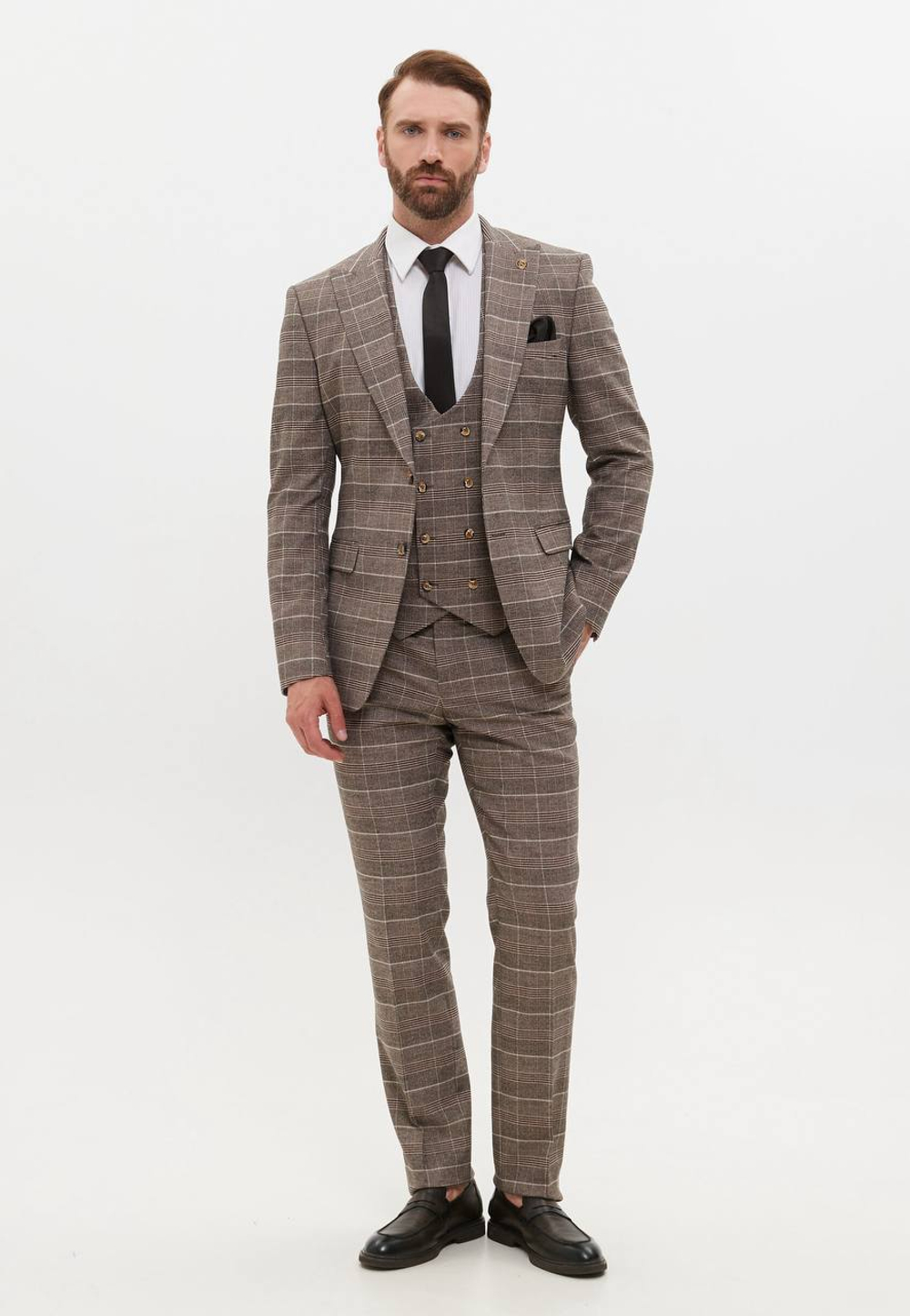 Костюм бежевый клетка Simoni Mariotti