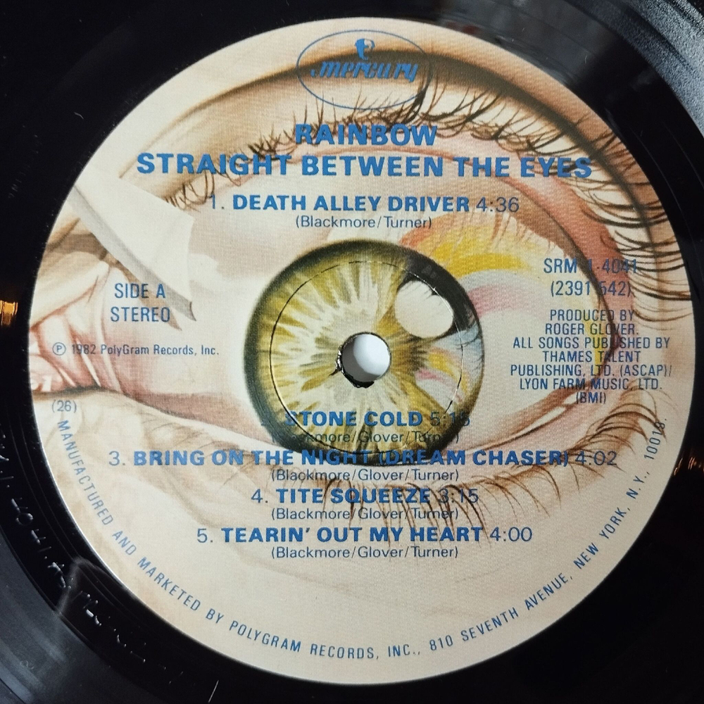 Винтажная виниловая пластинка LP Rainbow Straight Between The Eyes (USA 1982)