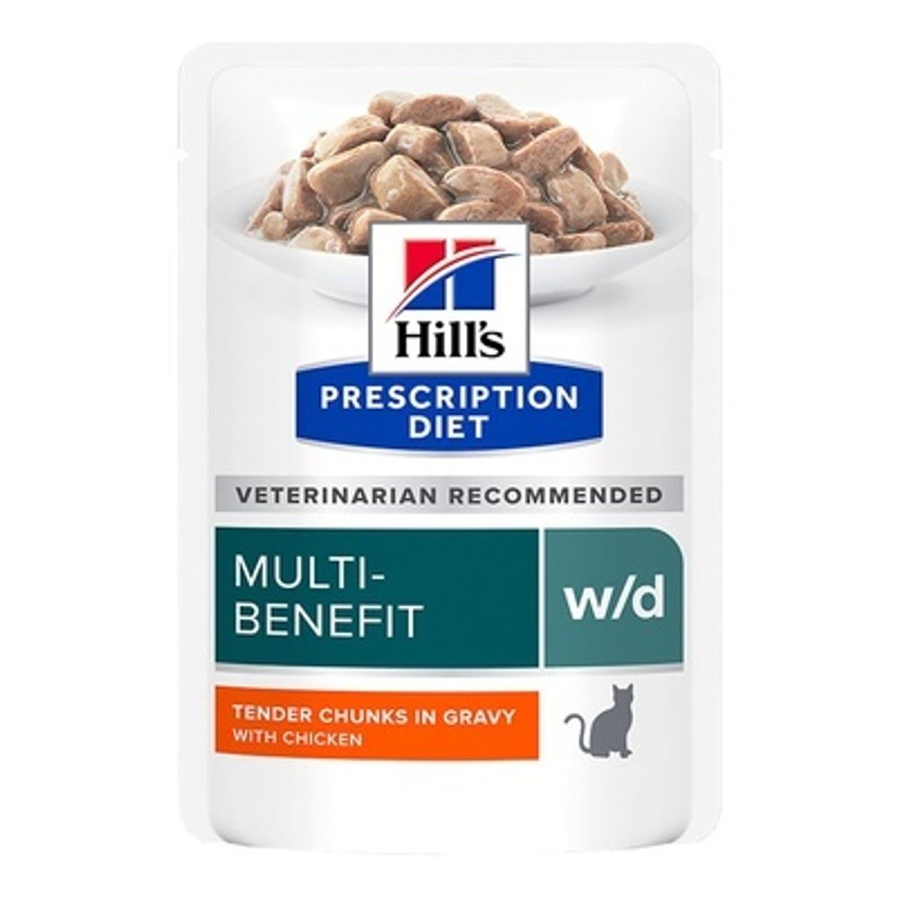 Влажный диетический корм Hill&#39;s Prescription Diet w/d для кошек при диабете курица в соусе 85 г