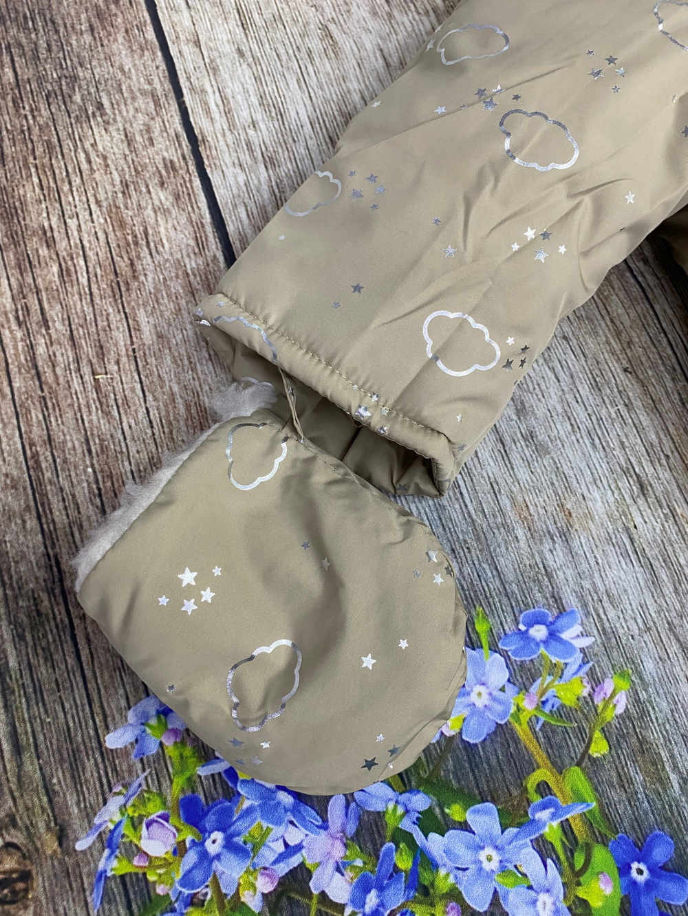 Комбинезон-трансформер (2в1) Модель: 025 "Облачка" (ИП Петрова Г.Г.) (Цвет: Оливковый, Размер: 74-80)