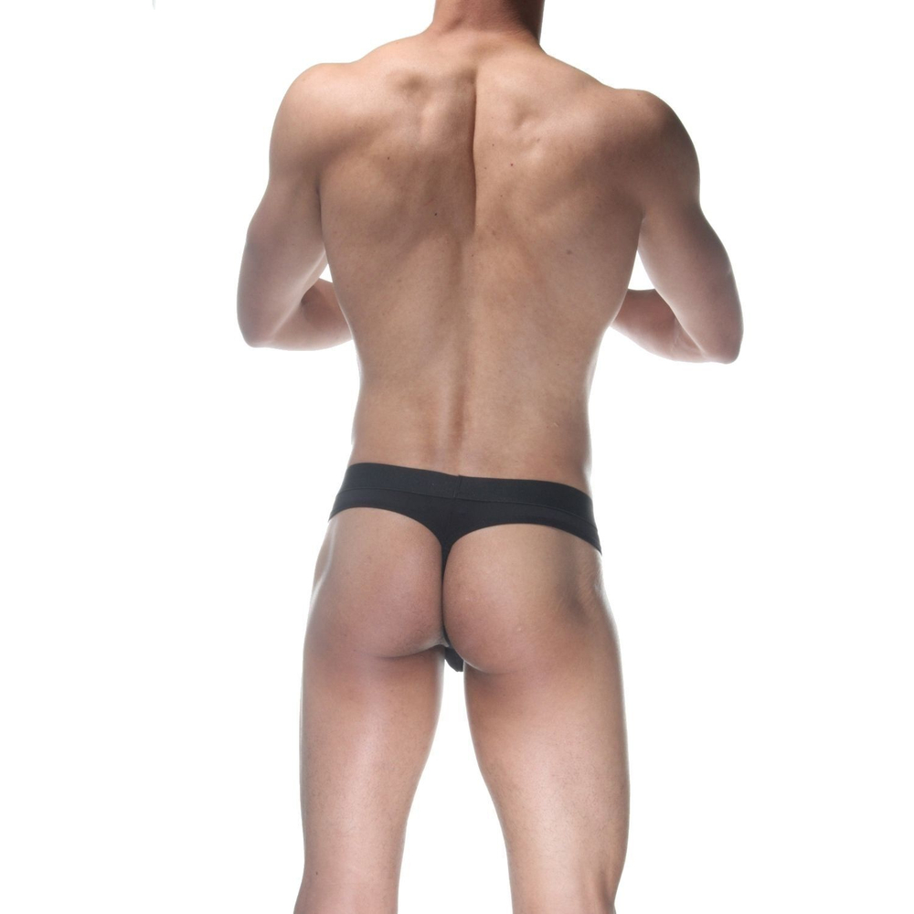 Черные мужские трусы-стринги с широкой резинкой (Размер: M) (Цвет: черный)