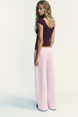 ZARA ТОП ИЗ ЛИОЦЕЛЛА С КРУЖЕВОМ, ЛИЛОВЫЙ