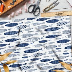 Ткань муслин океанские рыбки