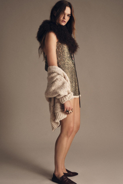 ZARA ТОП С БРЕТЕЛЯМИ И ПАЙЕТКАМИ — ZW COLLECTION LIMITED EDITION, МЕДНЫЙ