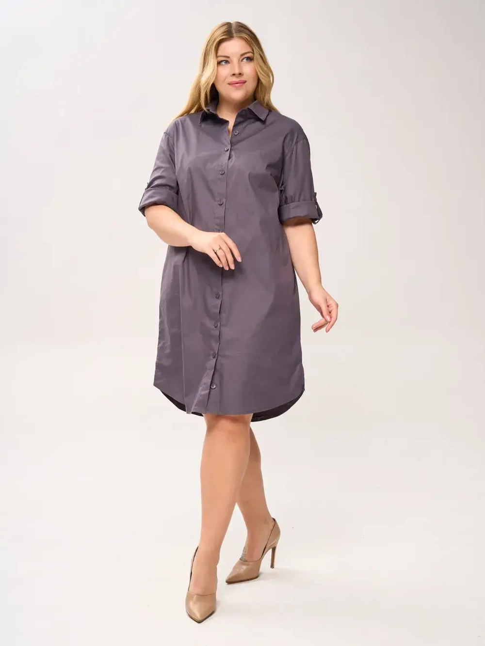 Платье-рубашка с карманами