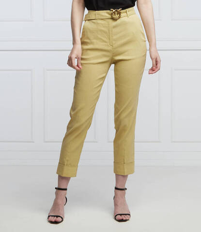 Льняное брюки с ремешком PLAZA Pinko - желтый(1G17CY 7435)