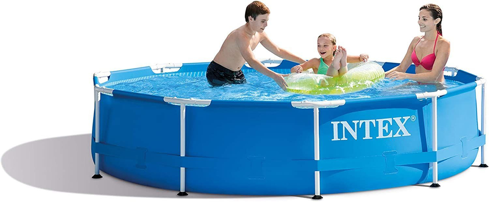 Каркасный бассейн 305х76 см Intex 28200, круглый семейный бассейн для дачи Metal Frame 4485 л