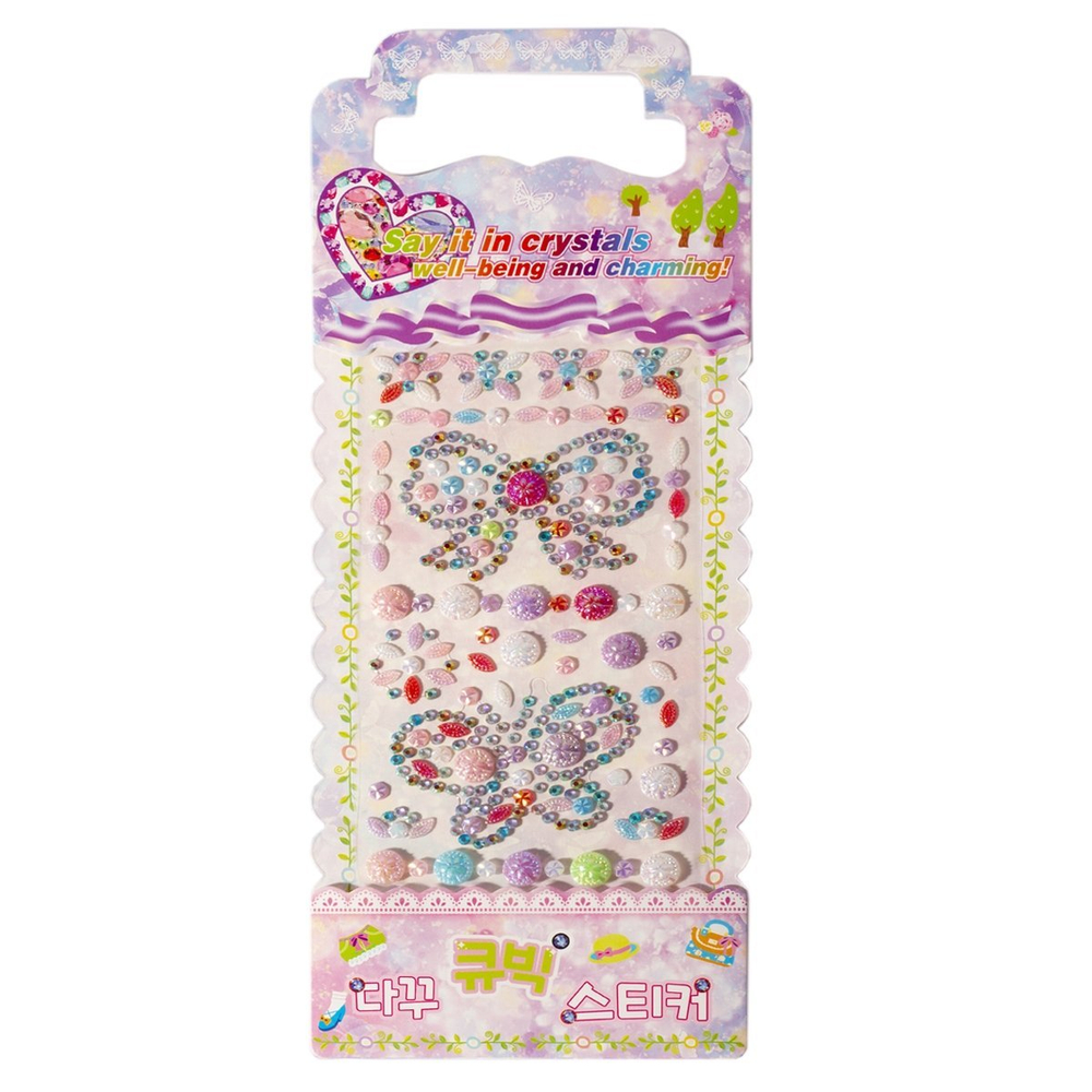 Наклейки-стразы Alingar, акриловые, "Бабочка и бантик", ассорти, пакет с европодвесом