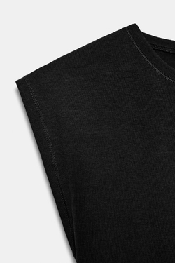 ZARA ХЛОПКОВАЯ ФУТБОЛКА, ЧЕРНЫЙ