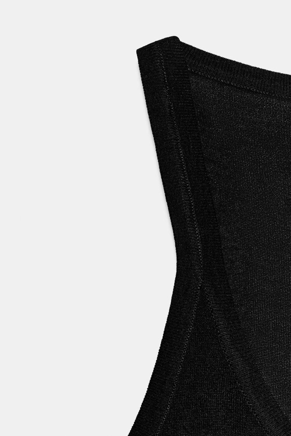 ZARA ТОП ИЗ ТОНКОГО ТРИКОТАЖА БЕЗ РУКАВОВ, ЧЕРНЫЙ