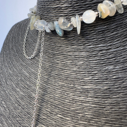 Колье «Лунная Комета» — лабрадорит, адуляр и гематит