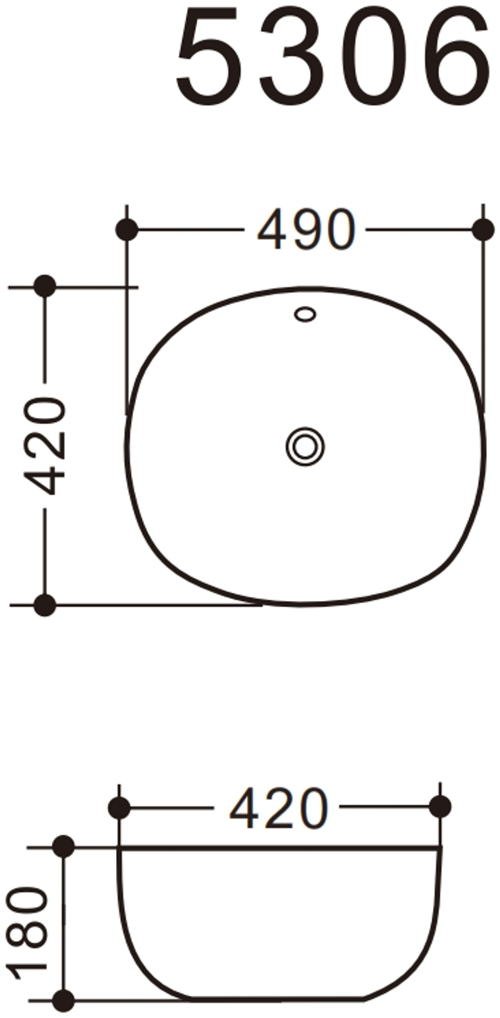 Раковина керамическая накладная Art&Max AM5306-W