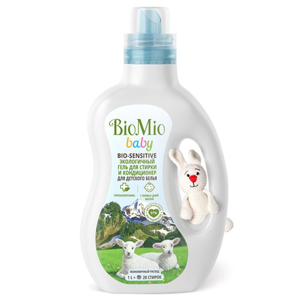 Гель для стирки детского белья BioMio Baby Bio-Sensitive, с кондиционером, 1 л