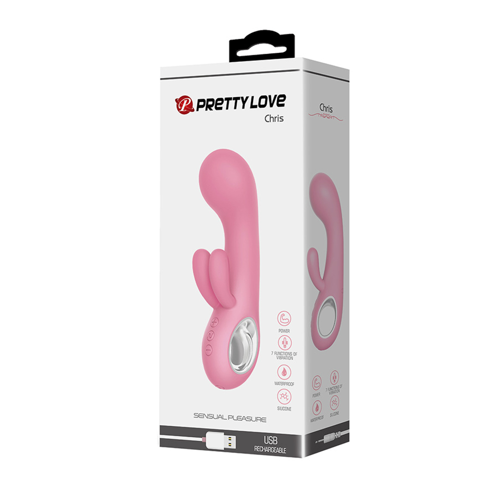 Розовый компактный вибратор-кролик 15,4см Pretty Love Chris Pink BI-014507-1