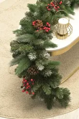 Хвойная ветвь Очарование с декором, 140 см., Леска+ПВХ, ЕлкиТорг (52071)