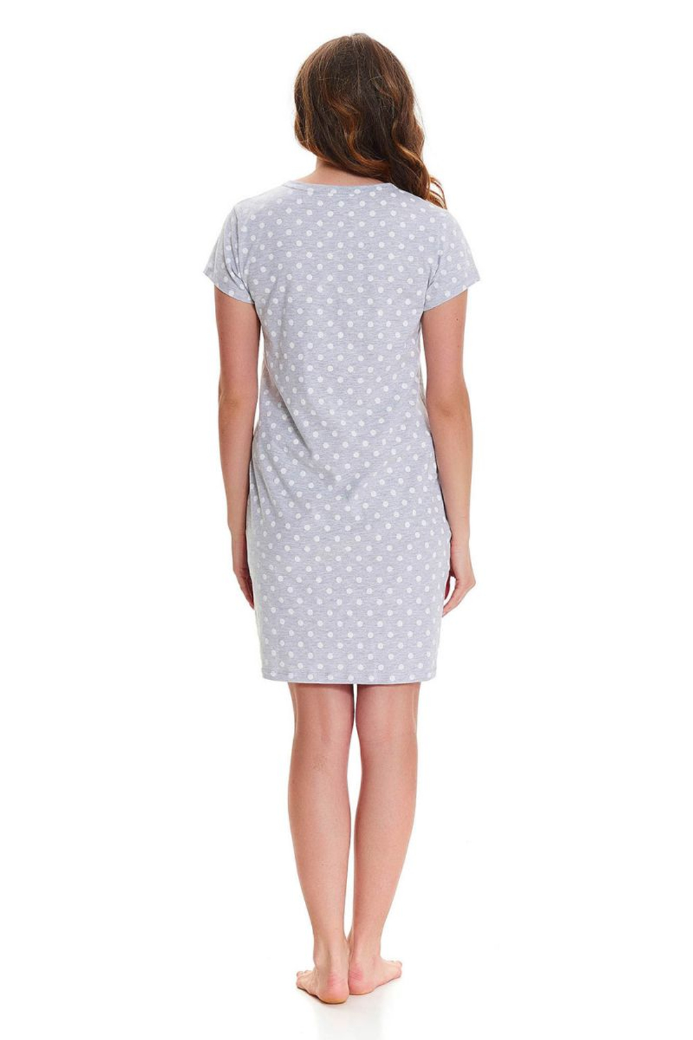 Сорочка свободного кроя в горошек (Размер: S) (Цвет: белый)