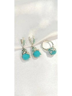 Серьги серебро эмаль бирюзовая