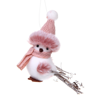 Фигурка «Зимняя птичка» 12 см, розовый