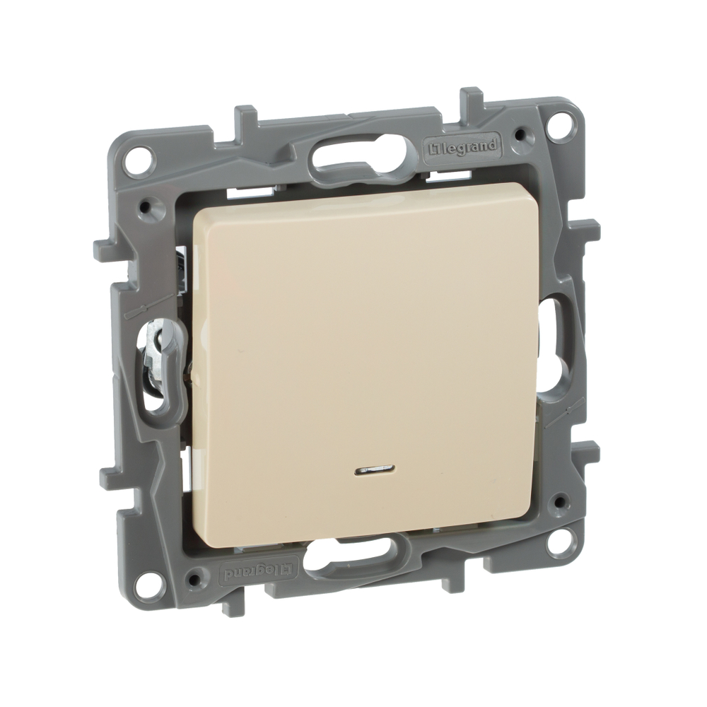 Выключатель 1-клавишный с подсветкой/индикацией 10А 250В слоновая кость ETIKA Legrand