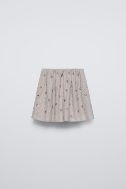 ZARA ЮБКА-ШОРТЫ С БУСИНАМИ, СЕРОВАТЫЙ