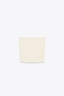 ZARA ТРИКОТАЖНЫЙ КРОП-ТОП БАНДО, БЕЛЫЙ