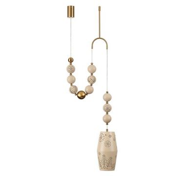 5444/1B PENDANT ODL_EX26 031 бежевый/античная бронза/металл/керамика Подвес с держателем E27 1*40W KARELIA