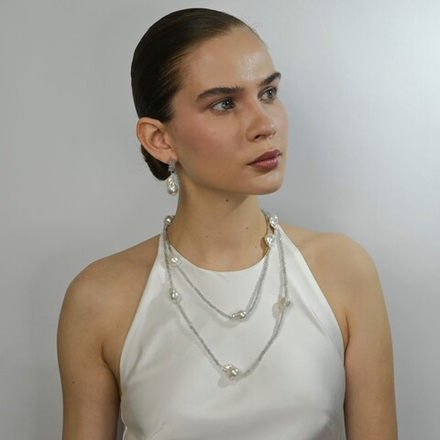 Бусы из лабрадора с барочными жемчужинами