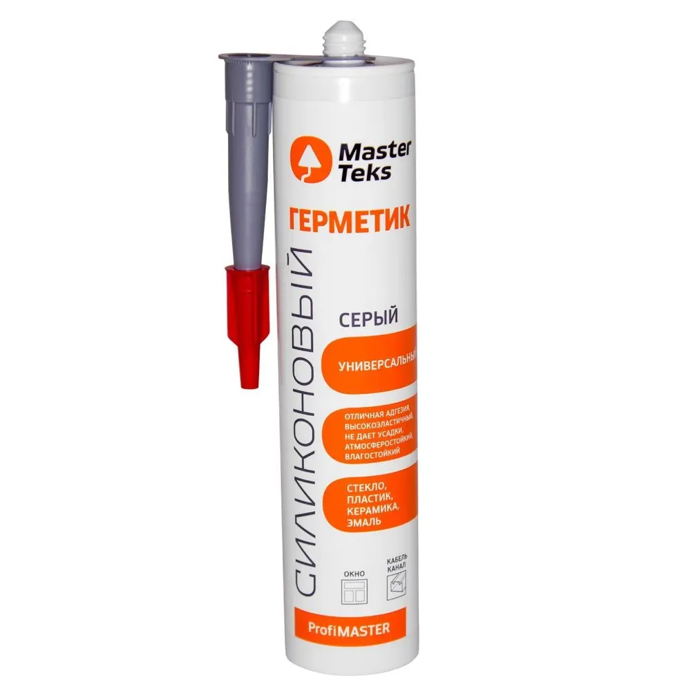 ГЕРМЕТИК СИЛИКОНОВЫЙ MASTERTEKS PROFIMASTER УНИВЕРСАЛЬНЫЙ 290 МЛ СЕРЫЙ