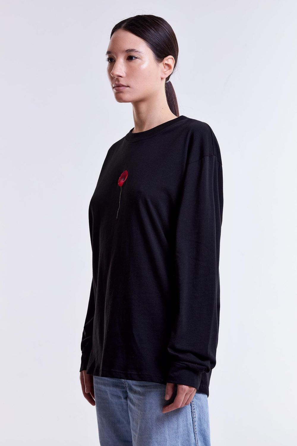 Лонгслив Гербарий Мак Черный