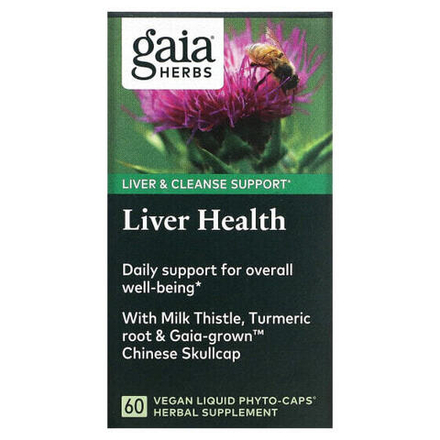 Растительные экстракты и настойки Gaia Herbs, средство для поддержания здоровья печени, 60 веганских жидких капсул Phyto-Cap