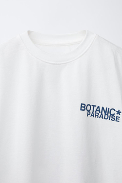 ZARA ФУТБОЛКА ИЗ ТКАНИ С ПРИНТОМ, ЭКРЮ