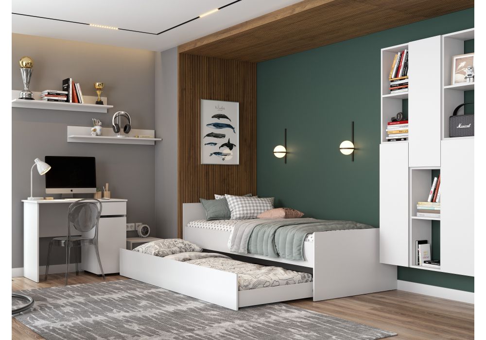 Полка Валенсия книжная белый текстурный