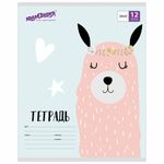 Тетрадь 12 л. ЮНЛАНДИЯ линия, обложка картон, "МОДНАЯ ЛАМА", 105632