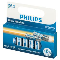 Батарейки Philips LR6E8W/51 АА алкалиновые 1,5v 8 шт. LR6-8BL Ultra