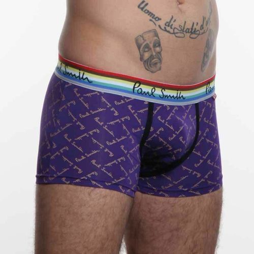 Мужские трусы боксеры фиолетовые с надписями Paul Smith