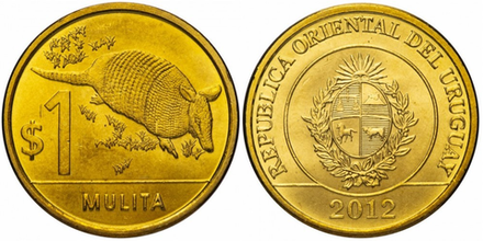 Уругвай 1 песо, 2011 - 2024 Броненосец UNC