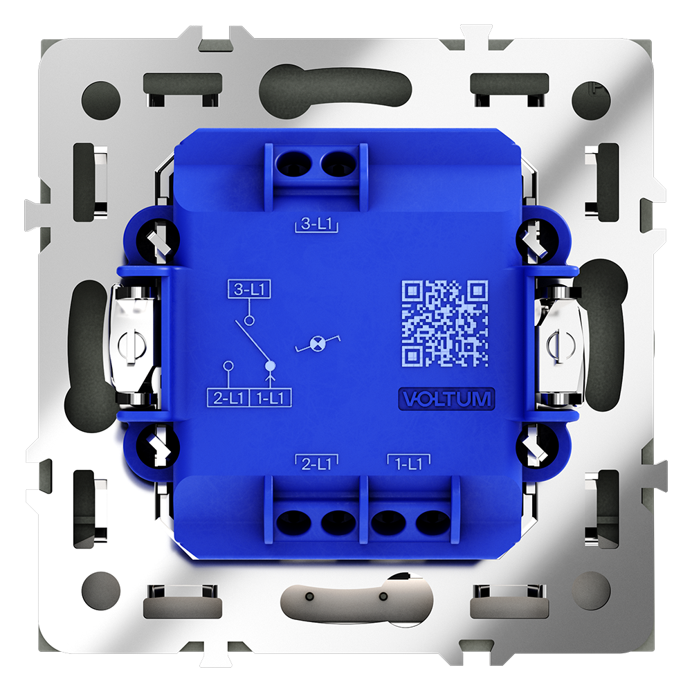 Проходной переключатель встраиваемый VOLTUM S70 одноклавишный с подсветкой 10А, (титан)