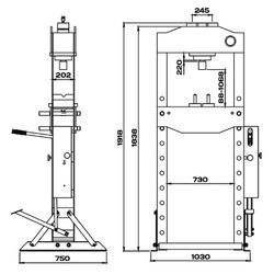 KraftWell (KRWPR50A) Пресс 50 т. с ручным и пневматическим приводом
