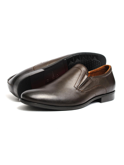 Мужские уставные кожаные туфли без шнурков, Классик Комфорт коричневые V5032