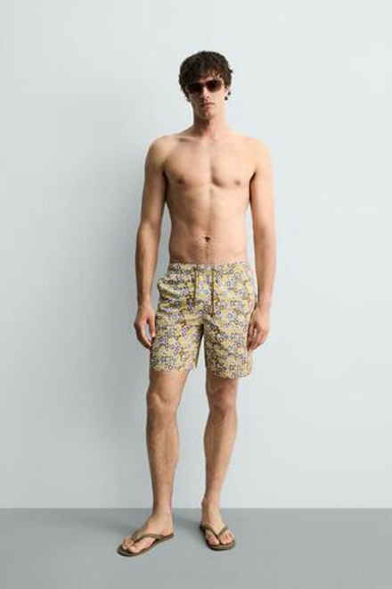 ZARA ДЛИННЫЕ ПЛАВКИ С ЦВЕТОЧНЫМ ПРИНТОМ, РАЗНОЦВЕТНЫЙ