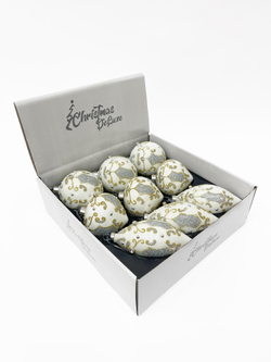 Набор елочных игрушек 8см 9шт ChristmasDeLuxe белый с серебром с орнаментом