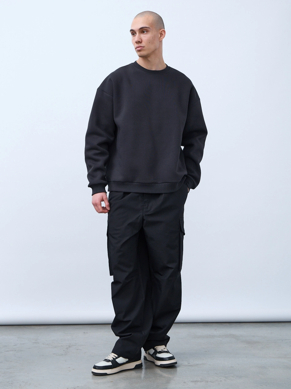 Свитшот оверсайз, с начесом (графит)