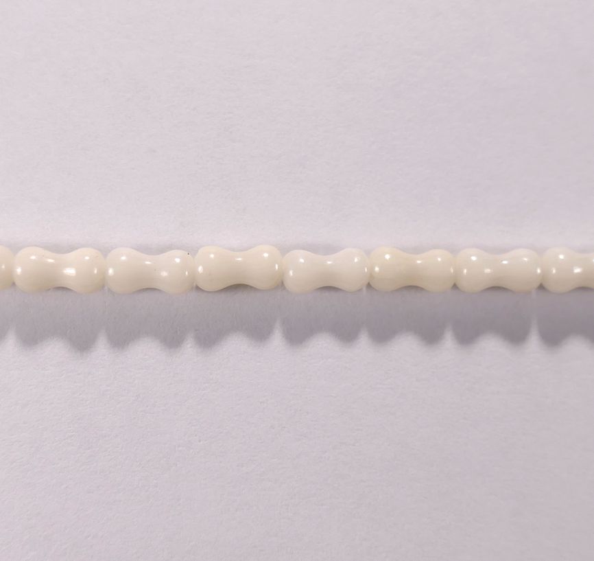 Бусина из коралла белого, фигурная, 3x6 мм (цилиндр, гладкая)