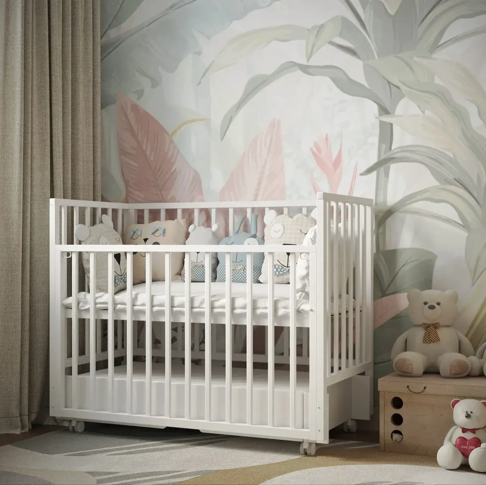 Кроватка Hollie с универсальным маятником и ящиком, цвет белый