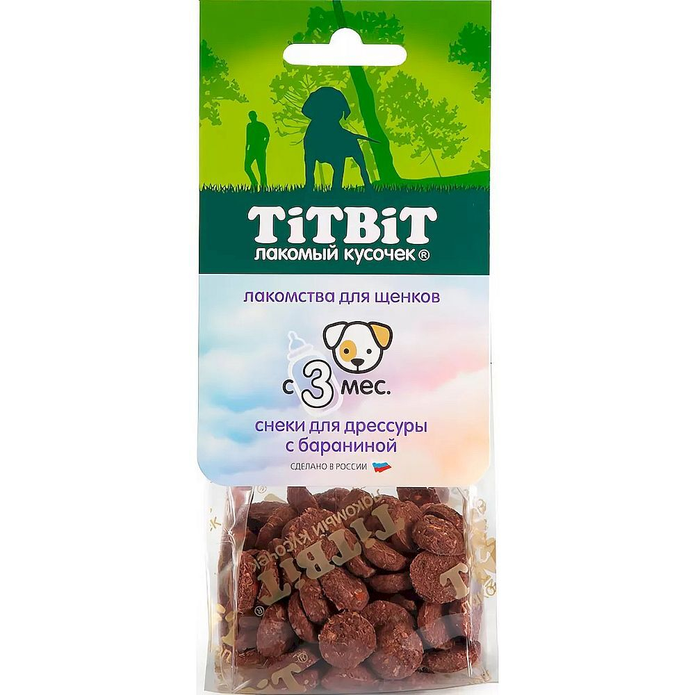 Снеки для дрессуры с бараниной для щенков 70 г TitBit